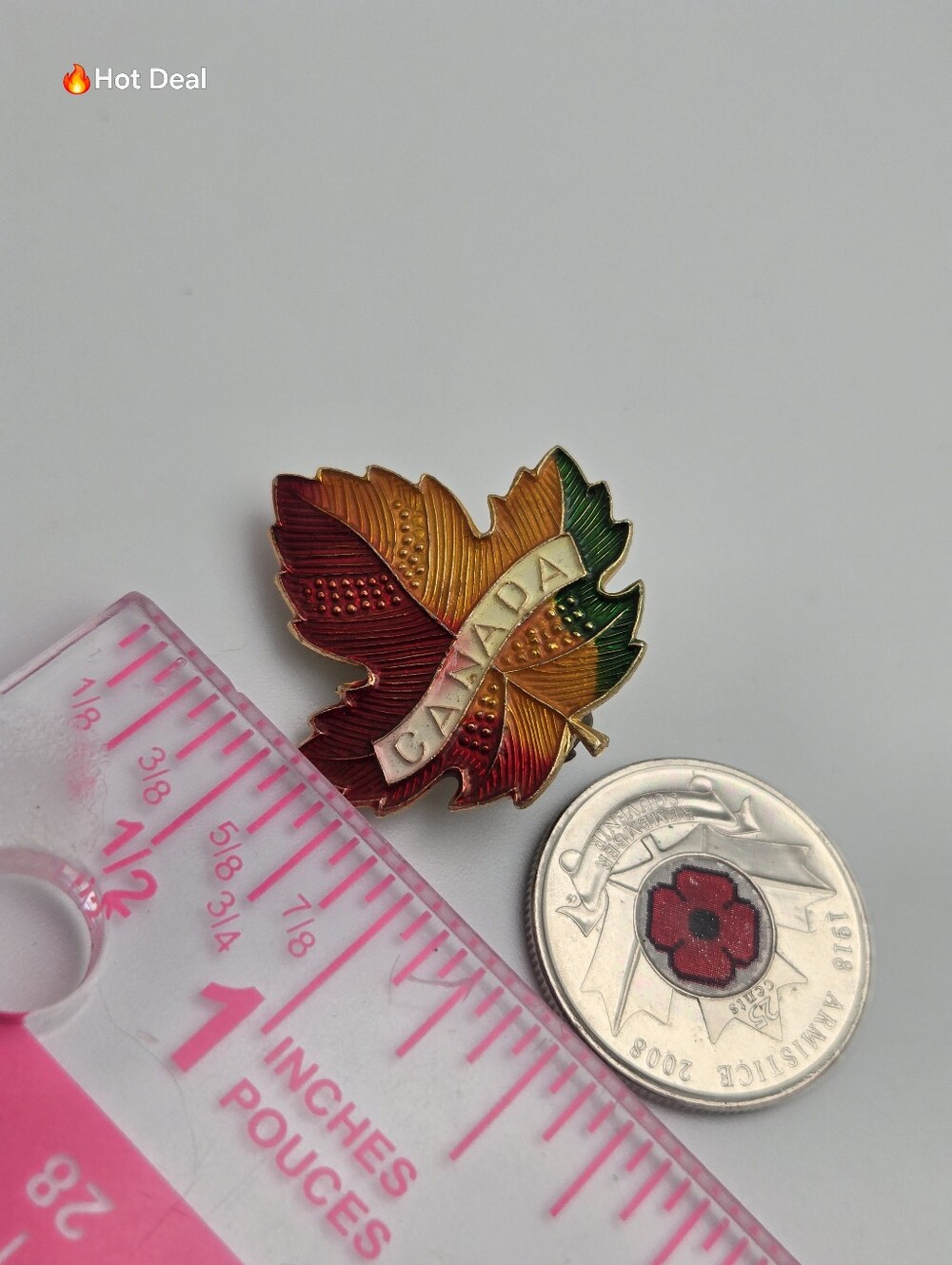 Canada Maple Leaf Enamel Brooch Gold Tone Souvenir Lapel Pin 1" - Picture 6 of 6